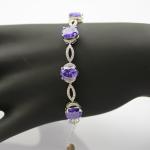 Women Jewelry 925 Silver Created 7x9mm Oval Amethyst Cubic Zircon Tennis