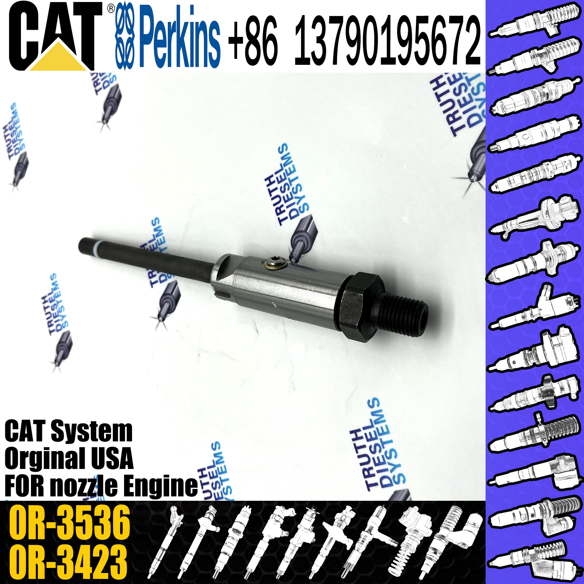 Excavator Diesel fuel injector 7W-7019 0R-3536 for C-aterpillar 3408C 3408 3408B 3412 3412C engine parts