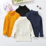 Children's high neck long sleeve cotton top baby girls Ribbed Knit sweater