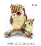 Mun and baby owl bird jewelry box enamel owl trinket jewelry owl decorative box