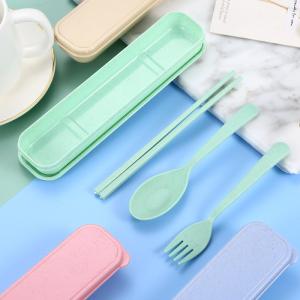 Portable Beige Color Sustainable Wheat Straw Fibre 3-PC Flatware Set Reusable