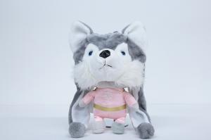China Grey / White Husky Dog Plush Toy , Adorable Siberian Husky Stuffed Animal factory