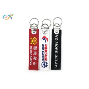 Polyester Material Embroidered Name Keychain Custom Shape With Double Side