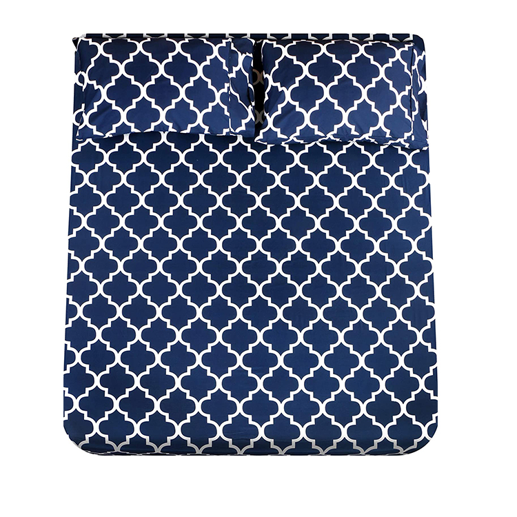 All-Season 4pcs Brushed Printing Microfiber Sheet Set with 133 * 60 Fabric Density