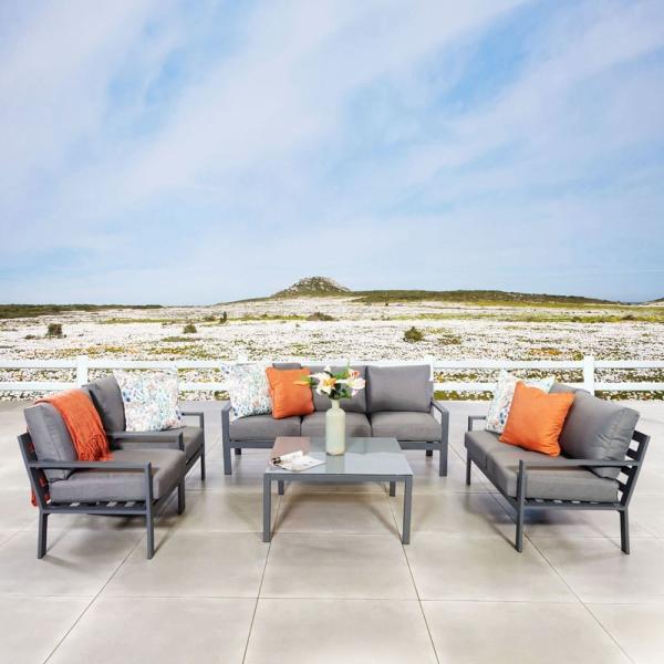 AJUNION 5 Piece Aluminum Outdoor Furniture Set Garden Sofa Patio Seating Lounge