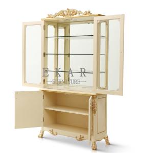 China Oval Curio Cabinet 4 Doors Living Room Cabinets With 3 Glass Shelves FJ-138 factory