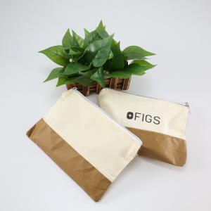 China Reusable Zipper Pen Pouch with Combination Of Cloth And Kraft Paper material factory