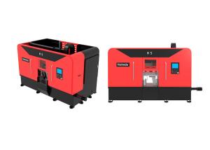 China 14kw CNC Automatic Metal Cutting Band Saw Machine PLC Control factory