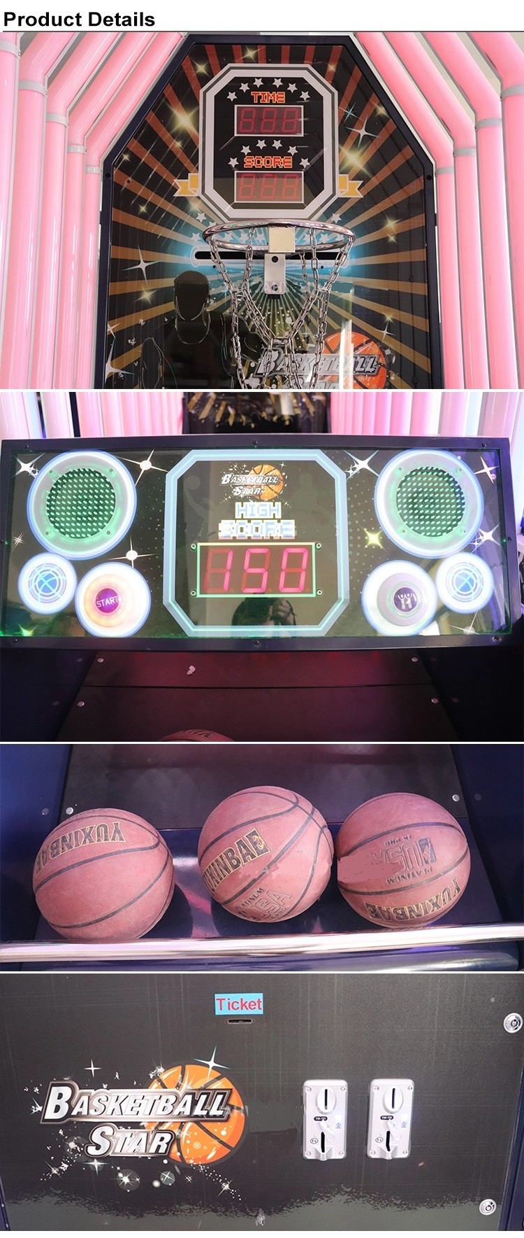 Adult Carnival Basketball Arcade Game Machine For Shopping Center