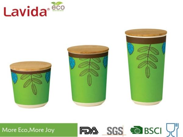 Garden Pattern Bamboo Fiber Storage Box , Food Grade Material Coloured Storage