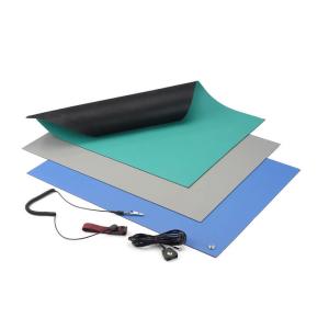 China Acid And Alkali Resistant Blue Black Green Grey Vinyl ESD Mat 3 Layer Dissipative factory