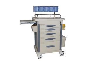 China Anaesthetic Medical Trolleys With Plastic Top Board 2 Drawers factory