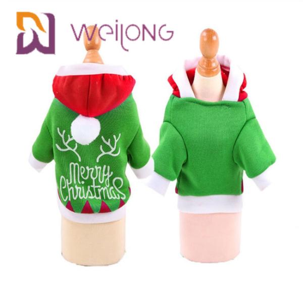 Christmas Hoodie Puppy Winter Clothes With Santa Claus Snowman Elk Dog Cat
