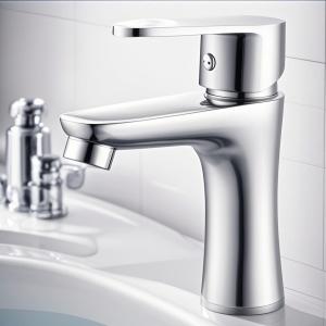 China European Style Silver Bathroom Sink Faucets Single Hole Basin Mixer Ceramic Valve Core factory