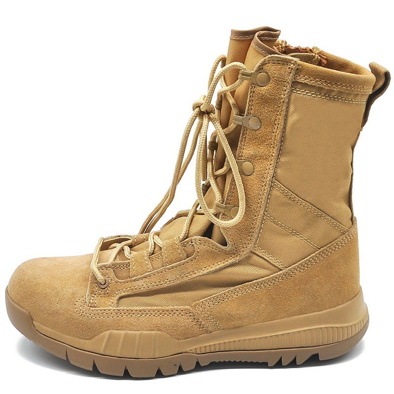 High Shoes Lightweight Desert Waterproof Sport Rubber Combat Shoes Black Leather Tactical Boots For Men