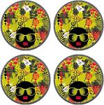 Natural Rubber Round Drink Coasters Modern Style Pattern Design