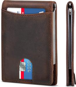 China 15-25 Days Delivery Time Men's Genuine Leather RFID Blocking Wallet with Money Clip factory