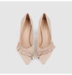 Beige Plush Velvet Women Pointed Toe Pumps Arch Support Deodorization