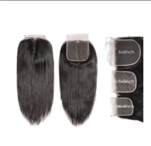 China 4X4 5x5 6x6 Straight Cambodian Virgin Hair Lace Closure Natural Color factory