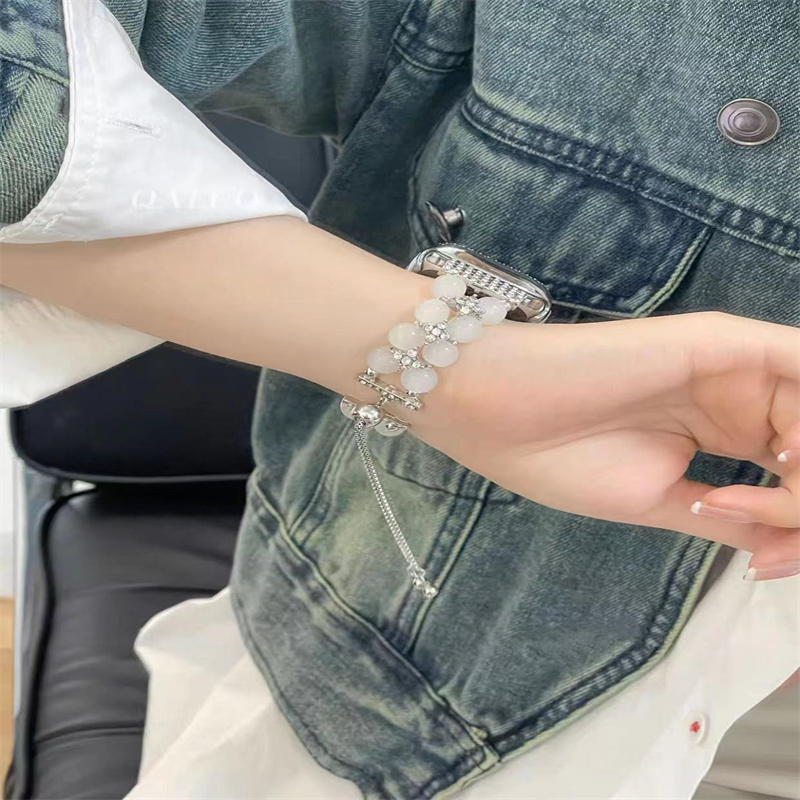 Jewelry Bracelet Beads Women Watchstrap for iWatch 8 Series 38mm 40mm Smart Watch Band