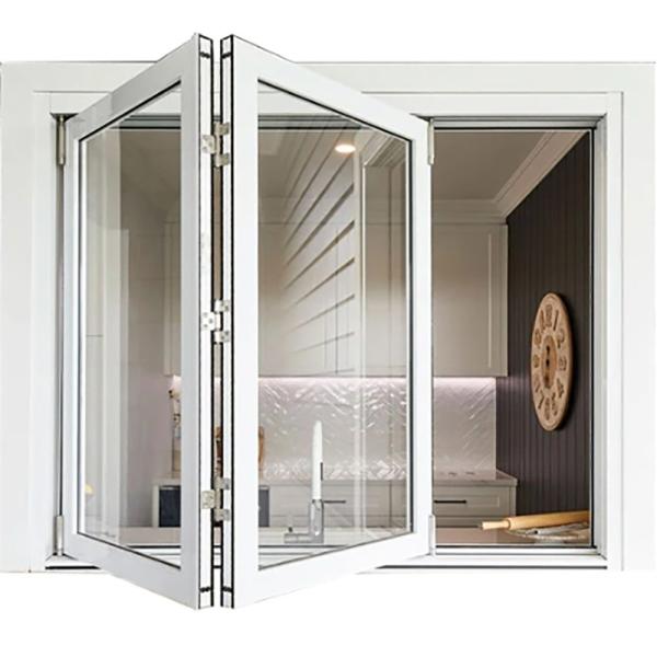 Louver Curtain Double Tempered Aluminum Bi Fold Window For Housing Workshop