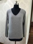 V Neck Woman's Casual Sweaters White Grey 84% Viscose 16% Polyamide