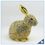 Handcraft Metal Rabbit Shape Trinket Box Full Of Rhinestone Lucky jewelry Box