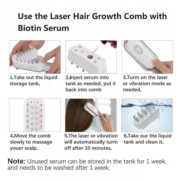 New Metal Teeth Design Hair Loss Treatment Ems Laser Vibration Massage Electric Hair Regrowth Comb With Liquid Guide