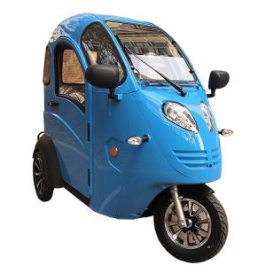 China ABS Cabin 3 Wheel Enclosed Motorized Tricycle 72V 800W Handle Steering factory