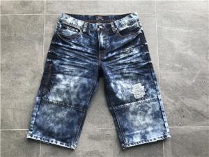 China Menswear Stretch Bermuda Shorts , Medium Wash Mottled Bermuda Jean Shorts TW74852 factory