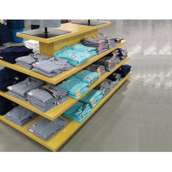 Customized Wood Veneer Clothes Display Stand Clothing Display Shelves For Garment