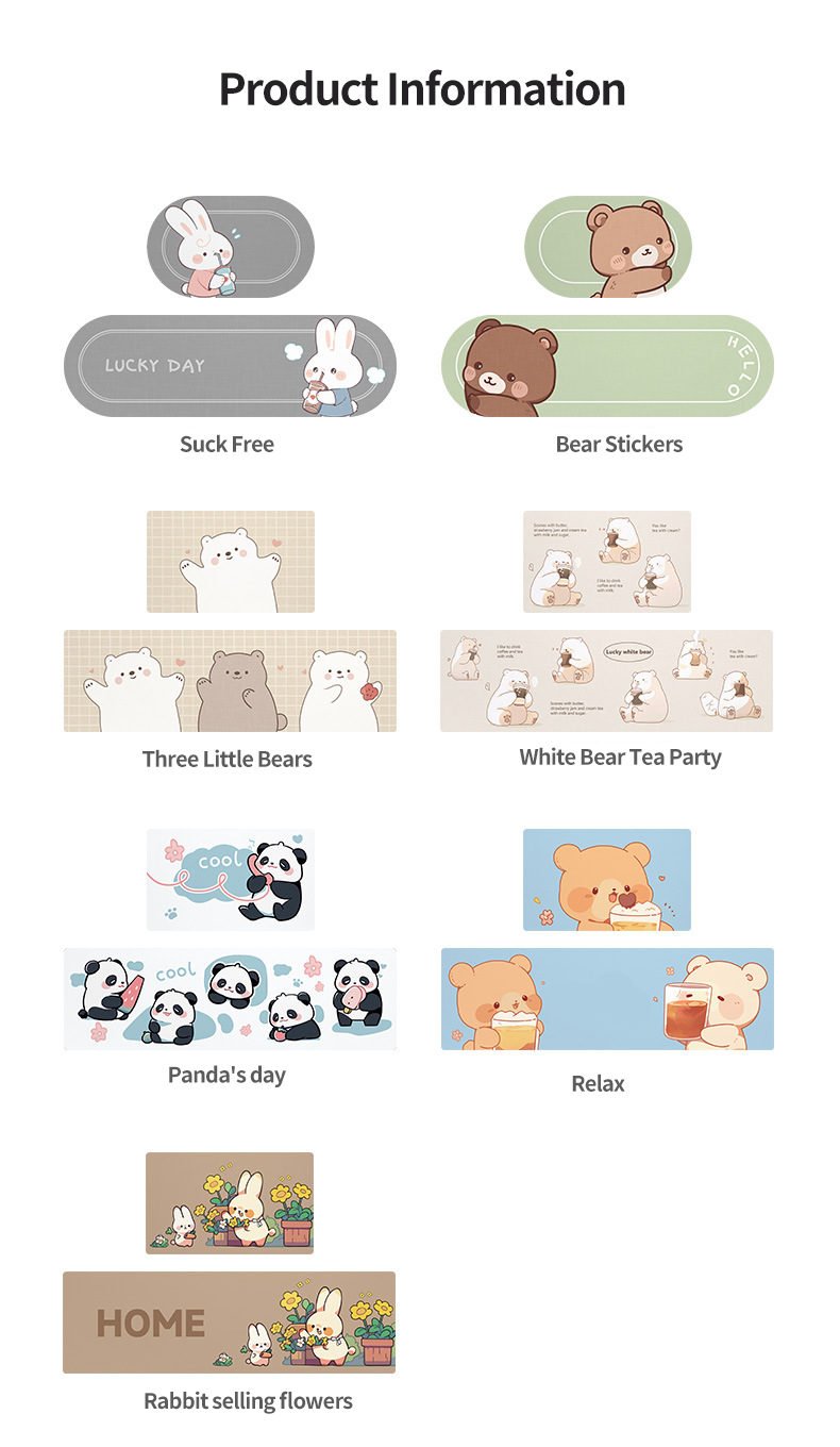 Custom Cartoon Animal Kitchen Waterproof Anti-oil Mat for Scrubbing and Fatigue Relief