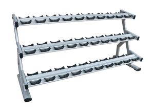 China Silver Color Gym Fitness Equipment High Strength Three Tier Dumbbell Rack factory