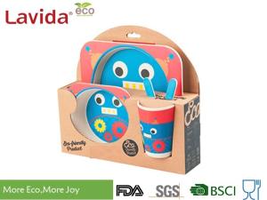China Adorable Cartoon Patterns Bamboo Dinnerware Set Disposable Smooth Surface For Kids factory
