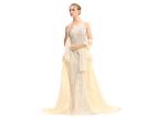 Yellow Color Arabic Evening Dresses With Cappa / Long Party Prom Dress