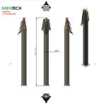 15m lockable pneumatic telescopic mast 30kg payloads 2.8m closed height for