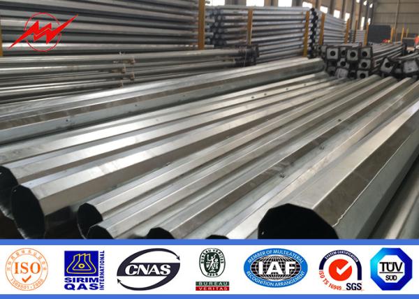Octagonal 15m Height Tapered Steel Utility Pole With 2.75mm Thickness 850 kg