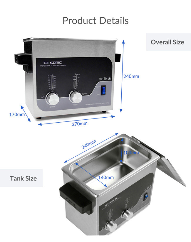 Commercial Ultrasonic Jewelry Cleaner Turbo Power 100 Watts 1 Year Warranty