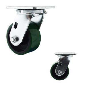 China 837lbs Heavy Duty Polyurethane Caster Wheels Dual Ball Bearings Red Iron Centers factory