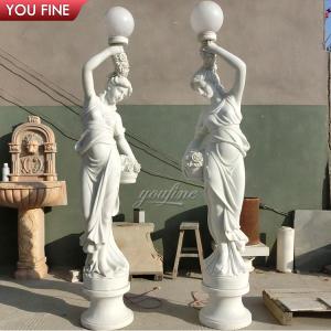 High Quality Natural Stone Marble Lady Statue With Lamp