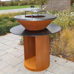 China Outdoor Garden Bbq Kitchen Grill Corten Steel Barbecue Wood Burning factory