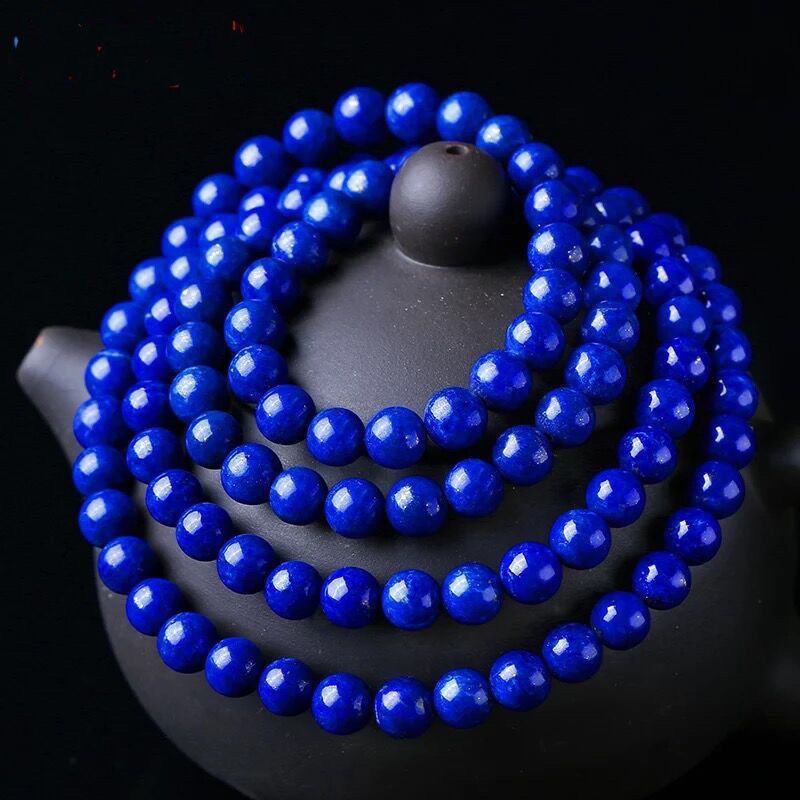 925 Silver Gold-Plated Bracelet Versatile Jewelry For Girls Lapis Lazuli Genuine Celebrity Hot-Selling Blue Bracelet Multi-Circle 108 Buddhist Beads