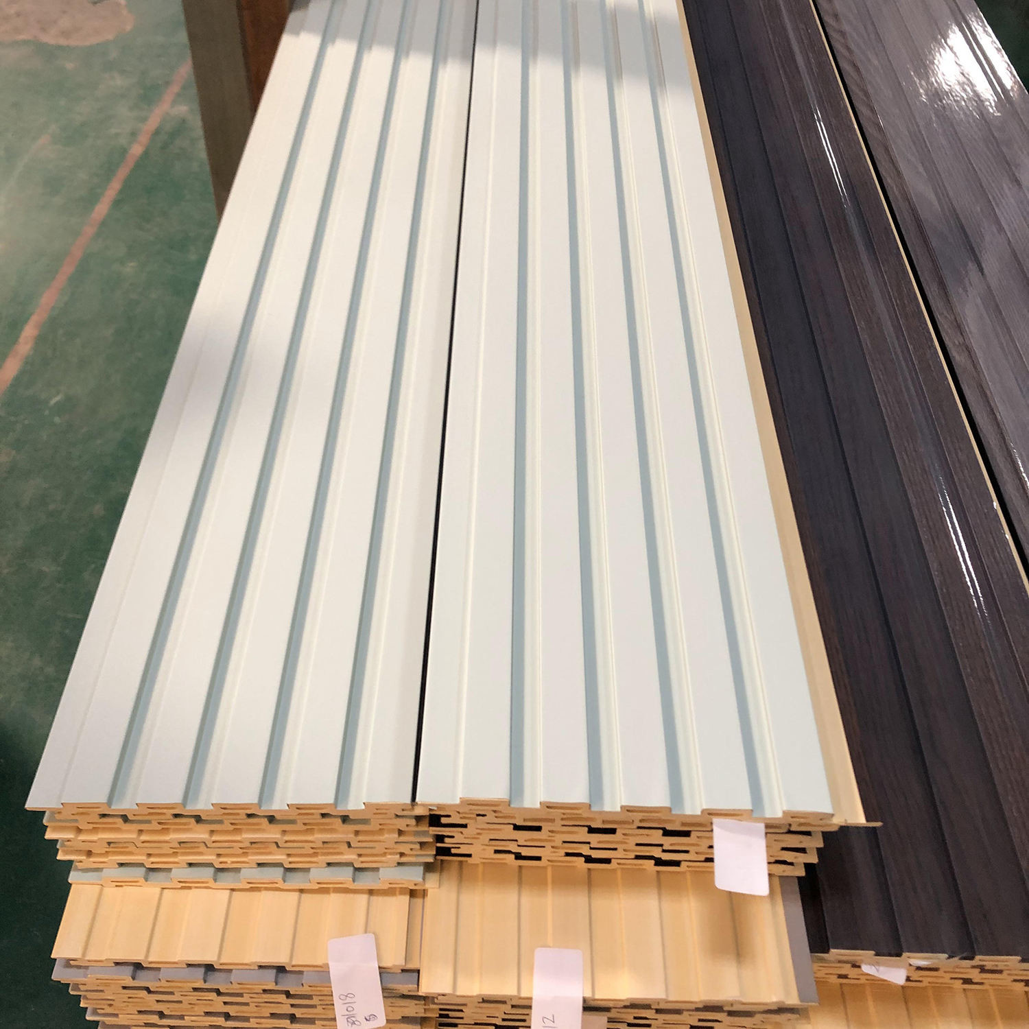Interior Decorative Wall Boards Ceiling Panel PVC Coated Bamboo Fiber Art Louver Background Panels WPC Fluted Slat Panel