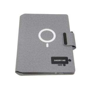 China Pu Leather Led Logo Power Bank Wireless Charging Notebook Luxury Magnetic Attraction factory