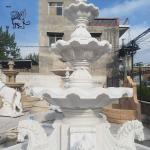 Marble Garden Fountain White Horse Statue Large Outdoor Decoration