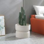 Smooth Surface Fiber Clay Planters In Outdoor Space
