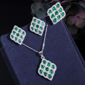 China CZ modern tribal beaded cubic zirconia stone silver Necklace Bracele Earring Ring jewelry set necklace set jewelry set factory