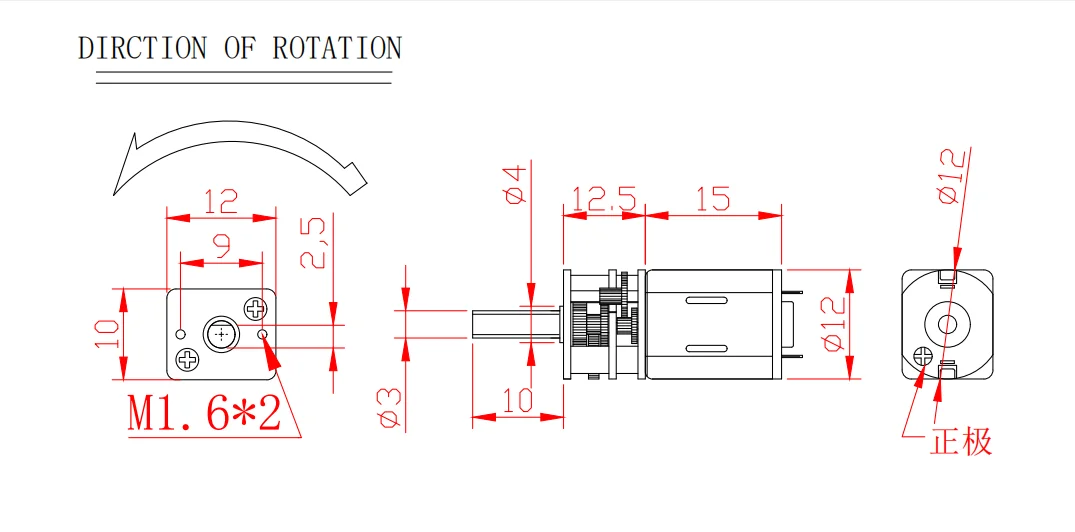 ASLONG JGA12-N20-1000 12mm Mini DC Reduction Motor Elektromotor 6v