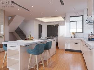 China L-Shaped Stainless Steel Kitchen Cabinet With Functional Island factory