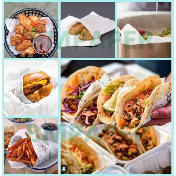 38gsm Colour Printed Greaseproof Paper For Wrapping Kebabs EU Food Standard